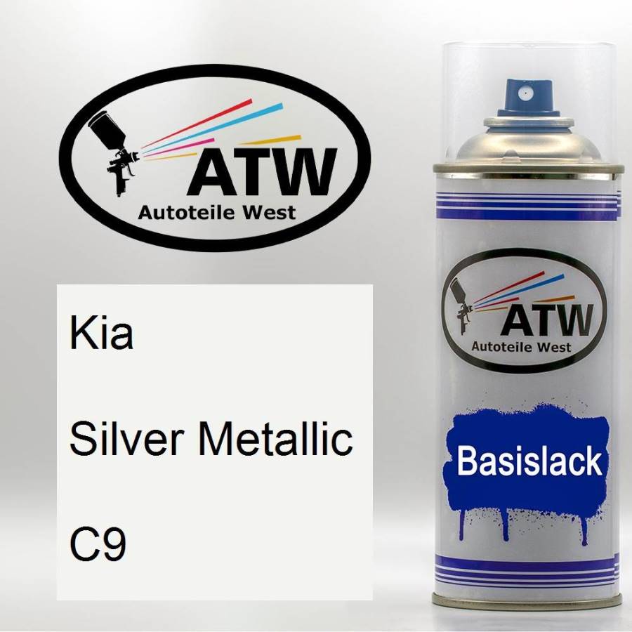 Kia, Silver Metallic, C9: 400ml Sprühdose, von ATW Autoteile West.